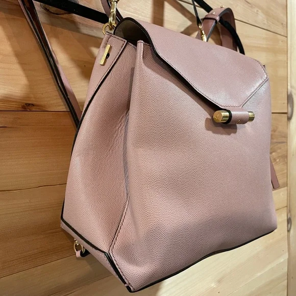 Stuart Weitzman Small Brielle Leather Backpack in Blush Pink display picture 2